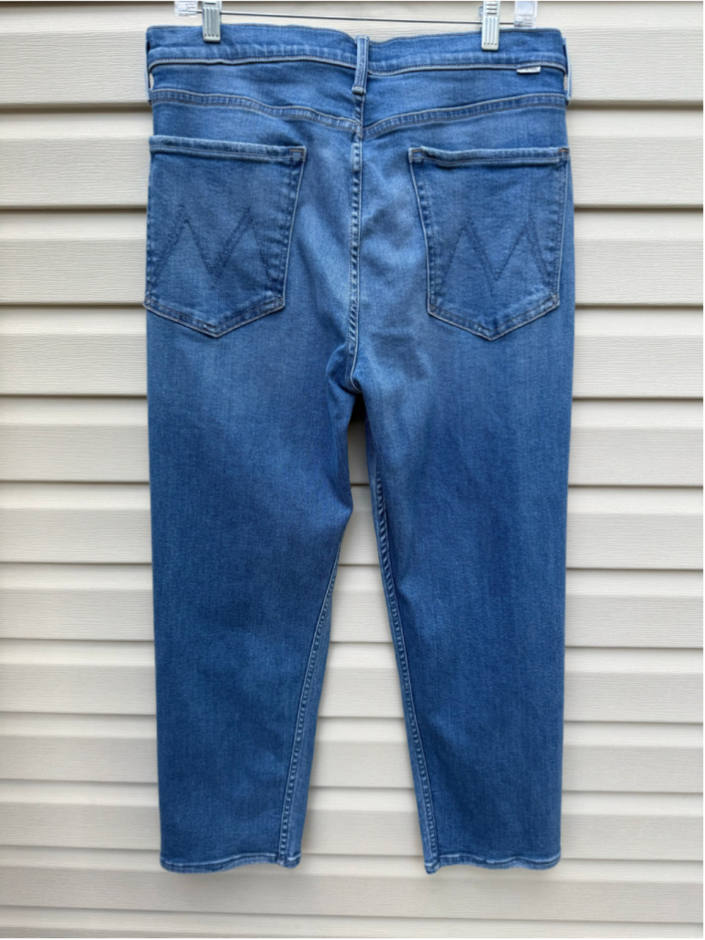 MOTHER The Tomcat Jeans 34 Layover High Rise Straight Leg Button Fly Blue - Picture 5 of 9